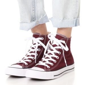 Maroon/burgundy high top all star converse